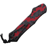 Heretic Knives Automatic Hydra Knife OTF Red Camo Aluminum Recurve MagnaCut Blade 00810BRCAMO