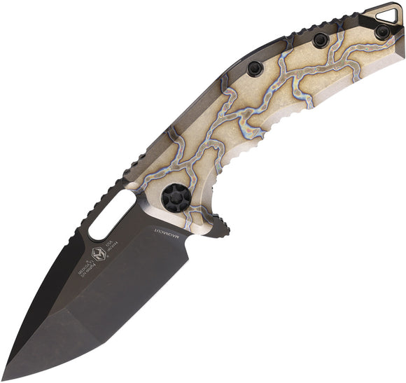 Heretic Knives Medusa Framelock Flame Titanium Folding MagnaCut Pocket Knife 0096AFTI