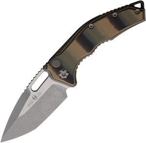 Heretic Knives Automatic Medusa Knife Button Lock Camo G10 Battleworn MagnaCut Blade 115AG10CAMO