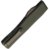 Heretic Knives Automatic NYX OTF Knife OD Green Aluminum & Ultem Bronze MagnaCut Tanto Blade 0157AGRNULTEM
