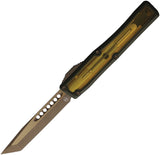 Heretic Knives Automatic NYX OTF Knife OD Green Aluminum & Ultem Bronze MagnaCut Tanto Blade 0157AGRNULTEM