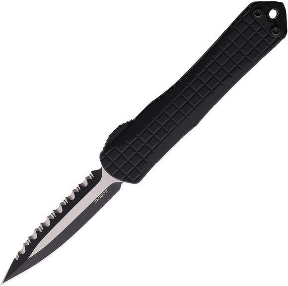 Heretic Knives Automatic Manticore S Knife OTF Black Frag Aluminum Serrated MagnaCut Blade 024F10CT