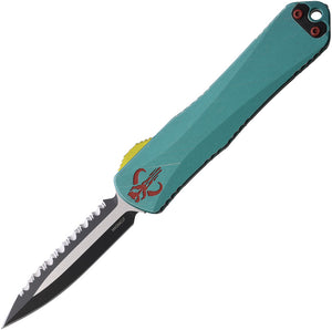 Heretic Knives Automatic Manticore E Knife OTF Teal Aluminum MagnaCut Serrated Blade 02810CBOUNTY