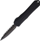 Heretic Knives Automatic Manticore E Knife OTF Black Aluminum MagnaCut Serrated Blade 028F6CT