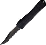 Heretic Knives Automatic Manticore X Knife OTF Blackout Frag Aluminum Serrated MagnaCut Bowie Blade 030BF6CT