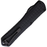 Heretic Knives Automatic Manticore X Knife OTF Black Frag Aluminum Serrated MagnaCut Dagger Blade 032F10CT