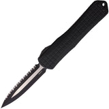 Heretic Knives Automatic Manticore X Knife OTF Black Frag Aluminum Serrated MagnaCut Dagger Blade 032F10CT