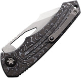 Heretic Knives Pariah Button Lock White Storm Carbon Fiber Folding MagnaCut Knife 0462AWTCC