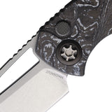 Heretic Knives Pariah Button Lock White Storm Carbon Fiber Folding MagnaCut Knife 0462AWTCC