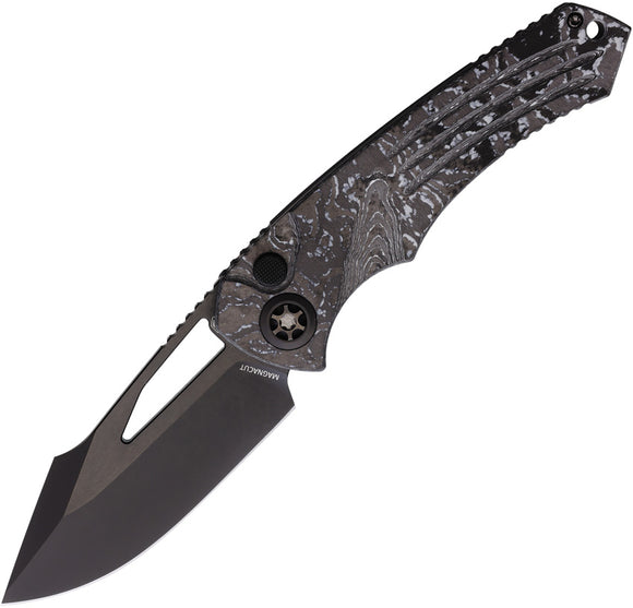 Heretic Knives Pariah Button Lock White Storm Carbon Fiber Folding MagnaCut Knife 0466AWTCC