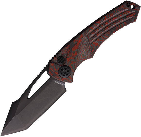 Heretic Knives Pariah Button Lock Red Camo Carbon Fiber Folding MagnaCut Knife 0476ARDCC