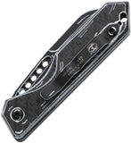 Heretic Knives Automatic Jinn Knife Button Lock Black & White Cell Shade Glow Carbon Fiber MagnaCut Blade 113CSBWCF