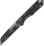 Heretic Knives Automatic Jinn Knife Button Lock Black & White Cell Shade Glow Carbon Fiber MagnaCut Blade 113CSBWCF