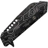 Heretic Knives Jinn Button Lock Black Topographic Folding MagnaCut Pocket Knife 213TOPO