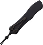 Heretic Knives Automatic Hydra V4 Knife OTF Black Aluminum Tiger Stripe MagnaCut Tanto Blade 40615ACOMM