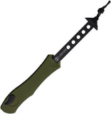 Heretic Knives Automatic Hydra V4 Knife OTF OD Green Aluminum MagnaCut Drop Pt Blade 4075AGRN