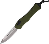 Heretic Knives Automatic Hydra V4 Knife OTF OD Green Aluminum MagnaCut Drop Pt Blade 4075AGRN