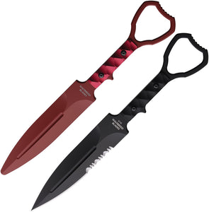 Halfbreed Blades Compact Clearance XL Black & Red Fixed Blade Knife 2pc Combo CCK01XLB