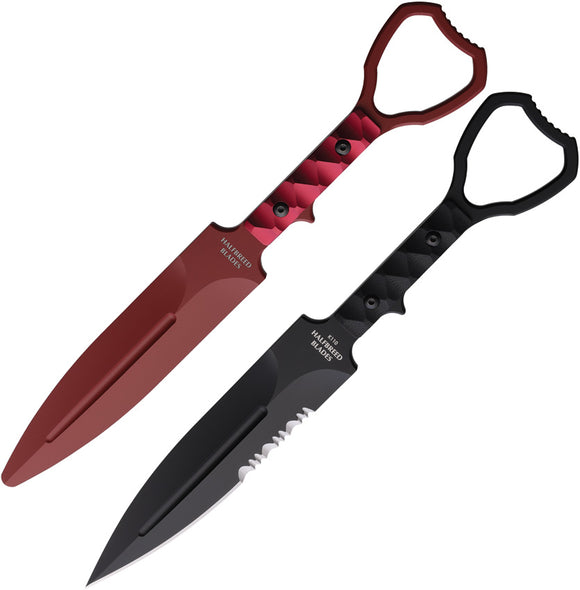 Halfbreed Blades Compact Clearance XL Black & Red Fixed Blade Knife 2pc Combo CCK01XLB