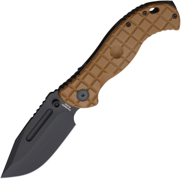 Halfbreed Blades Large Bush LINQ Lock Gen 2 Dark Earth G10 Folding CPM-3V Knife LBF01G2DE