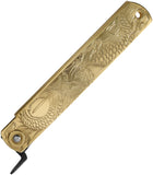 Higonokami Warikomi Large Dragon Brass Folding Paper Steel Pocket Knife CARV01