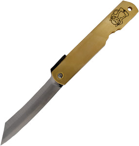 Higonokami Warikomi Monkey Brass Folding Blue Paper Steel Pocket Knife ZOD01