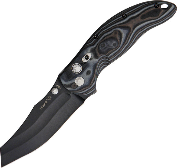 Hogue EX-04 Button Lock Wharncliffe Black Gray G10 Folding Pocket Knife 34449