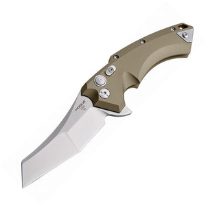 Hogue X5 Button Lock Tan Dark Earth Wharncliffe Folding Pocket Knife 34544