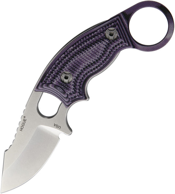 Hogue Ex-F03 Fixed Blade Stainless Clip Purple G10 Handle Knife w/ Sheath 35338