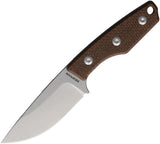Hopian Morrow Brown Canvas Micarta 14C28N Sandvik Fixed Blade Knife KFK0612