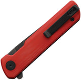 Hopian Clave Linerlock Red G10 Folding D2 Steel Drop Pt Pocket Knife KZ2652