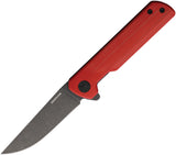 Hopian Clave Linerlock Red G10 Folding D2 Steel Drop Pt Pocket Knife KZ2652