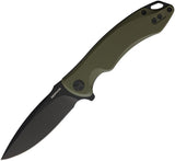 Hopian Arcus Linerlock Green G10 Folding D2 Steel Drop Pt Pocket Knife KZ2682