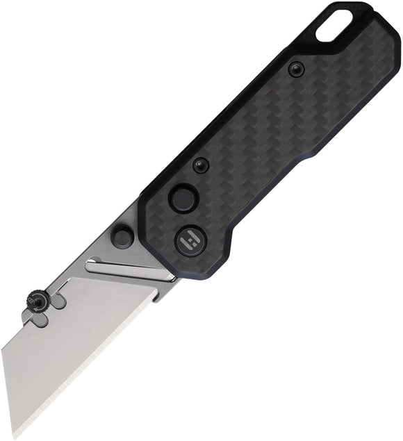 HIGHTRON Vector Utility Button Lock Black G10 & Carbon Fiber Folding Pocket Knife K02BLK