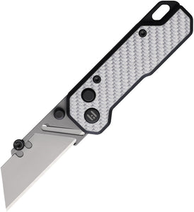 HIGHTRON Vector Utility Button Lock Black G10 & White Carbon Fiber Folding Pocket Knife K02WHT