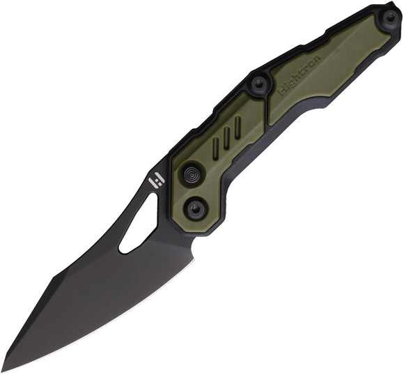 HIGHTRON Spectron Button Lock Black & OD Green Folding Bohler M390 Pocket Knife K04GRN