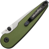 HIGHTRON Birdidi Button Lock Green Aluminum Folding D2 Steel Pocket Knife K06GRNS