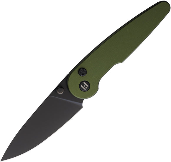 HIGHTRON Birdidi Button Lock Green Aluminum Folding PVD D2 Steel Pocket Knife K06GRN