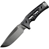 HX Outdoors Rock Apex Black G10 DLC DC53 Steel Fixed Blade Knife w/ Sheath TD18DLC