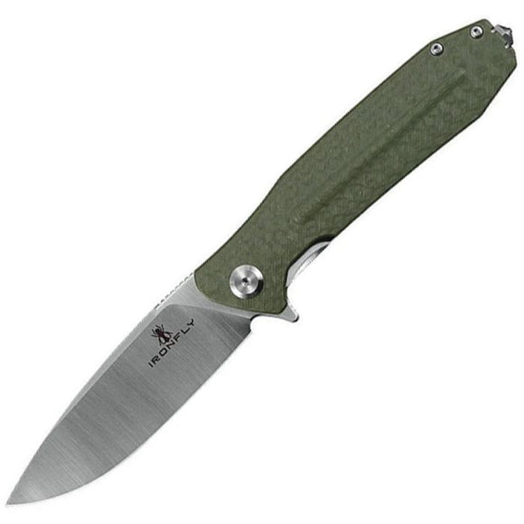 Ironfly Zesty Linerlock Carbon Fiber Textured Green G10 Folding VG-10 Knife VF01GN