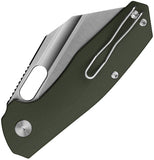 Ironfly Yolo Button Lock Army Green G10 Folding 14C28N Sandvik Cleaver Pocket Knife F02GN
