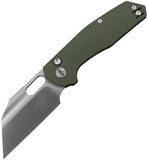 Ironfly Yolo Button Lock Army Green G10 Folding 14C28N Sandvik Cleaver Pocket Knife F02GN