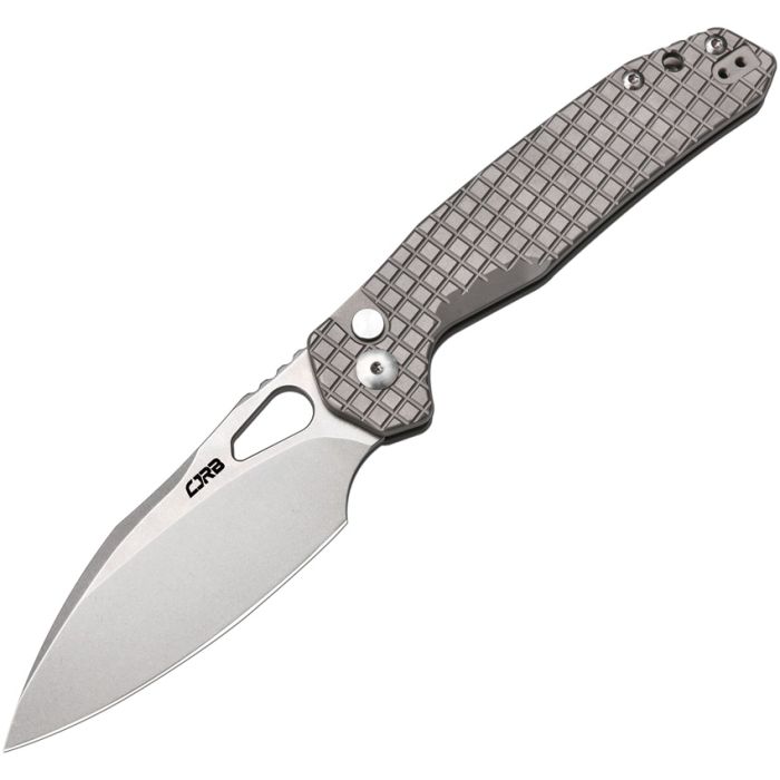 CJRB Frack Button Lock Gray Titanium Folding CPM-S90V Pocket Knife 193 ...