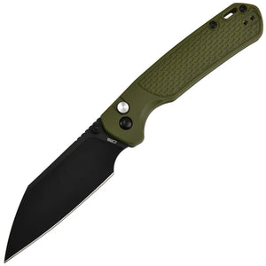 CJRB Pyrite-Light Button Lock Green FRN Folding AR-RPM9 Wharncliffe Pocket Knife 1945BGN