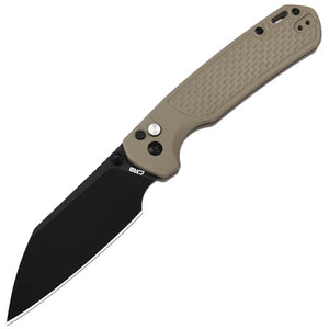 CJRB Large Pyrite-Light Button Lock Desert Tan G10 Folding AR-RPM9 Wharncliffe Pocket Knife 1945LBDE