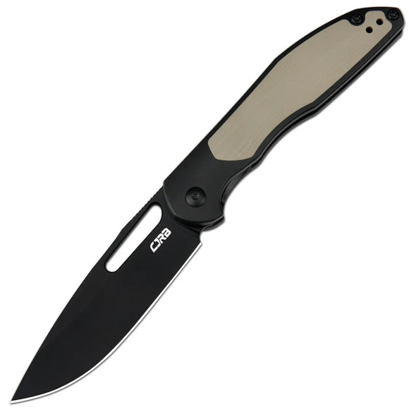 CJRB Droma Linerlock Black Aluminum & Desert Tan G10 Folding AR-RPM9 Knife 1963BDE
