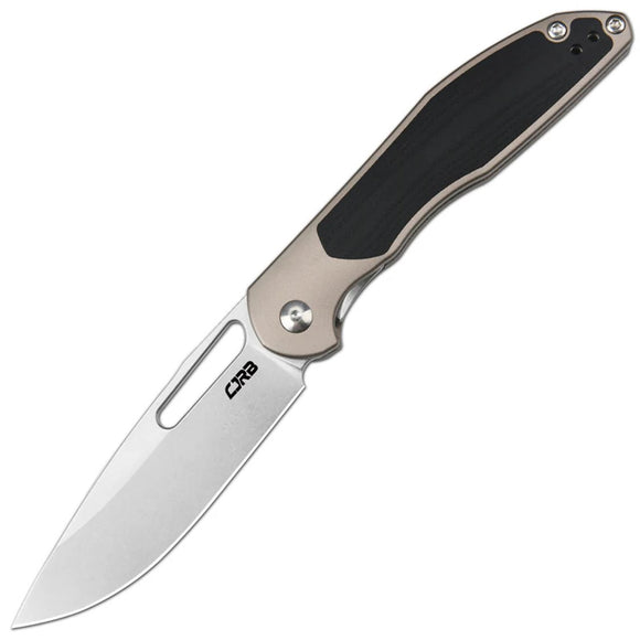 CJRB Droma Linerlock Champagne Aluminum & Black G10 Folding AR-RPM9 Knife 1963BK