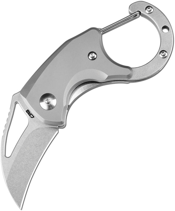 CJRB Anansi Linerlock Gray Titanium Folding AR-RPM9 Hawkbill Pocket Knife 1964TI