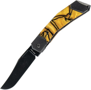 Jack Wolf Knives Bionic Jack Framelock Liquid Gold Kirinite Folding S90V Knife 54178