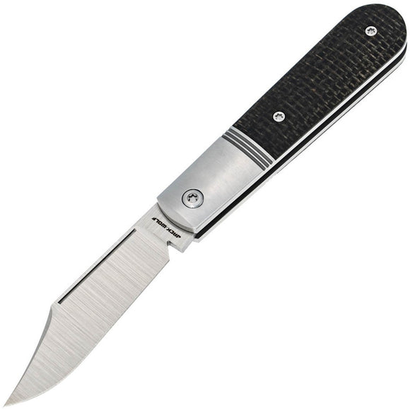 Jack Wolf Knives Big Bro Jack Black Burlap Micarta & Stainless Folding 14C28N Knife 54225